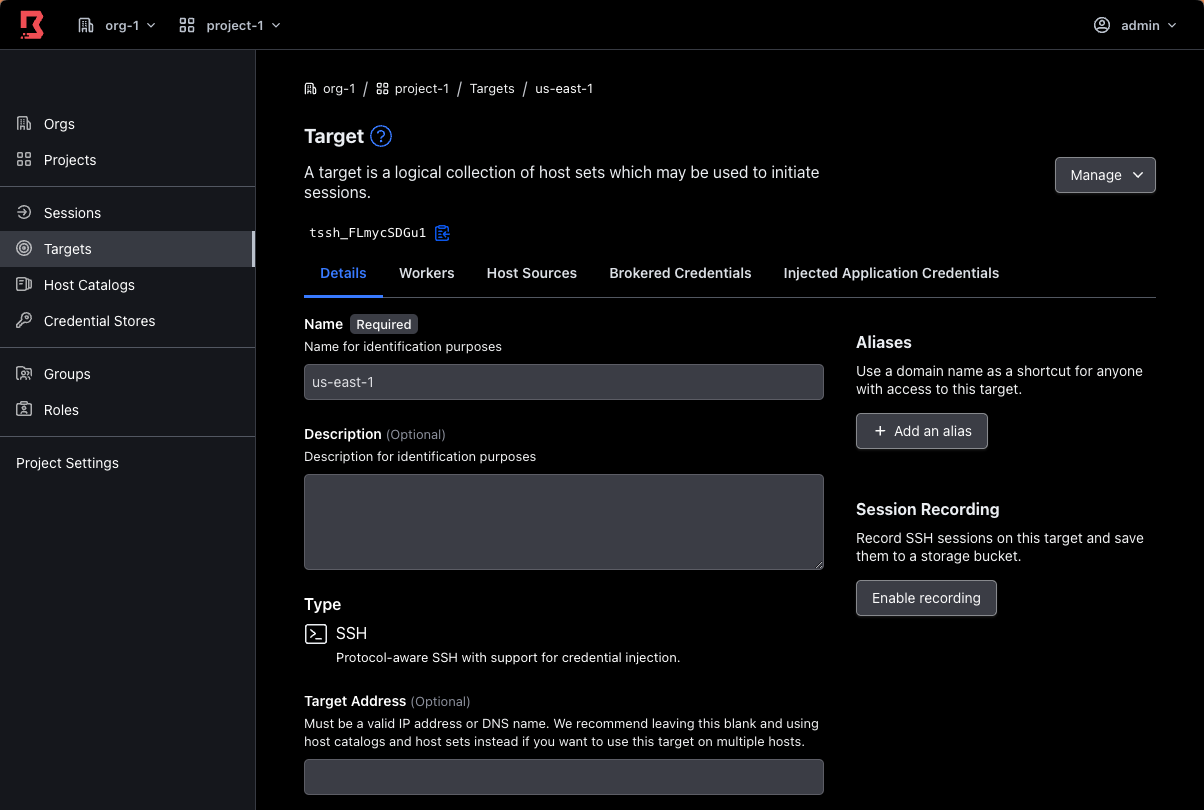 Example of enabling session recording